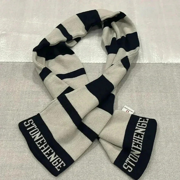[7*56”]Stonehenge 100 Acrylic Black/Gray White  Band Men Scarf - Picture 1 of 3